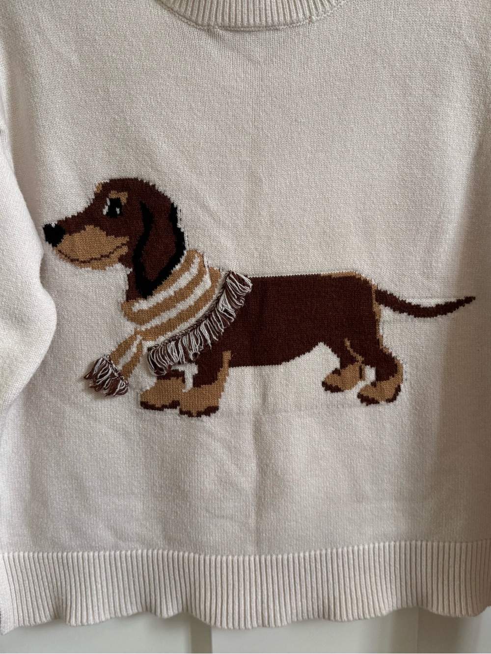 Calligraphie Dog Sweater Crewneck Dachshund ๐ Puppy Knit Fringe Weenie Canine - Picture 7 of 15
